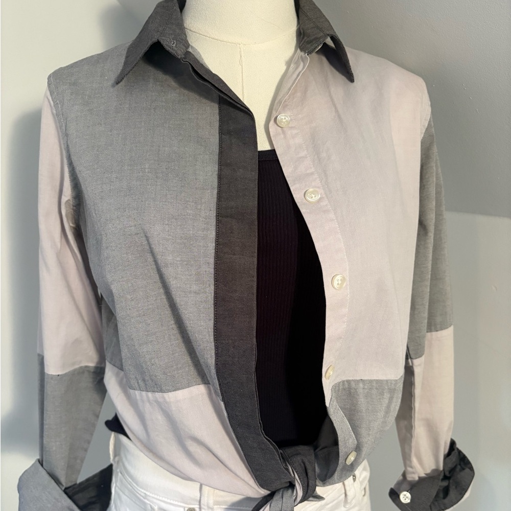 Jonathan Simkhai EUC pieced color block button up top